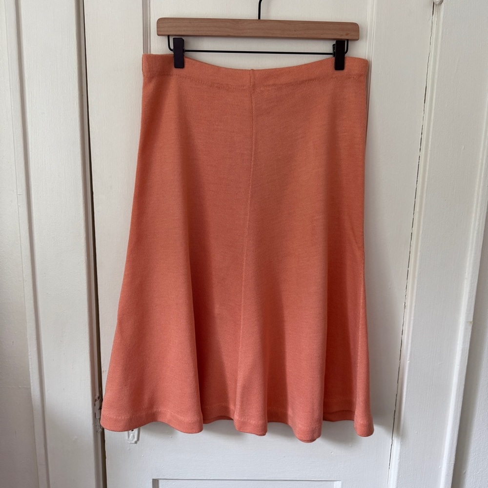 Vintage Paris Star Warm Coral Knit A-Line Skirt Size Large NWT Deadstock 1970s